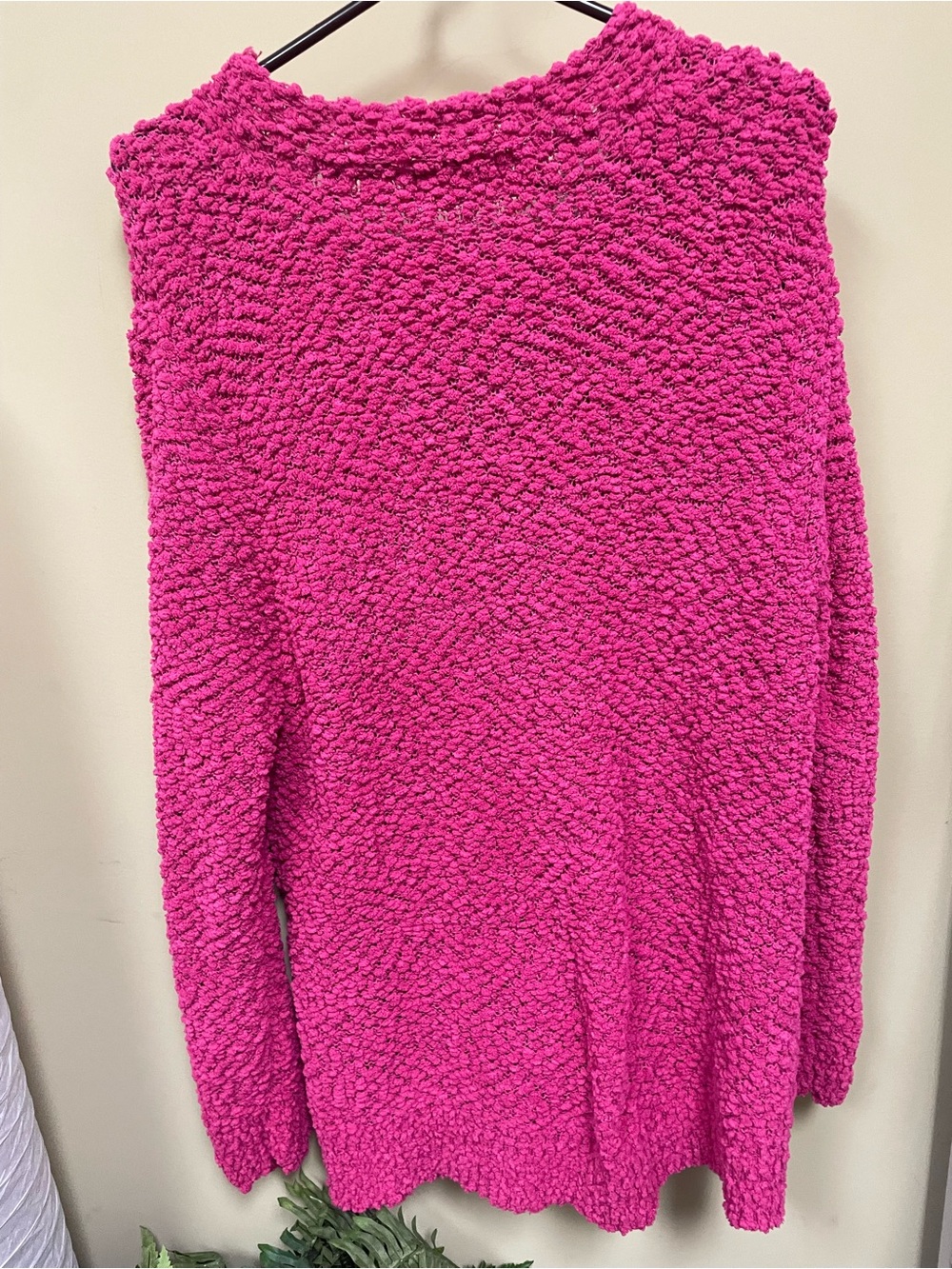 Zenana Outfitters Fuchsia Bouclé Button-Front Cardigan - Picture 7 of 8